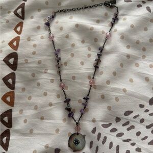 Amethyst adorned  Pendant Necklace - Unbranded